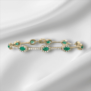 Ladies Emerald and Diamond Tennis Bracelet