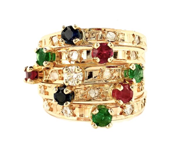 FL10  Ladies Antique Harem Gemstone Ring