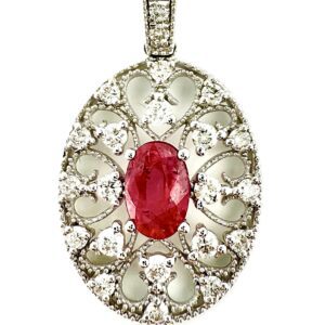 FL11 Ladies Ruby and Diamond Filigree Necklace
