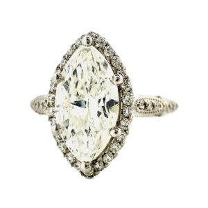 Fl3 Ladies Vintage Inspired Marquise Diamond Engagement Ring