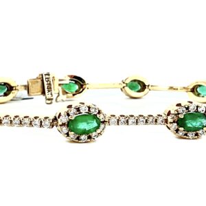 Ladies Emerald and Diamond Tennis Bracelet