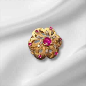 Large Ruby and Diamond Flower Ring