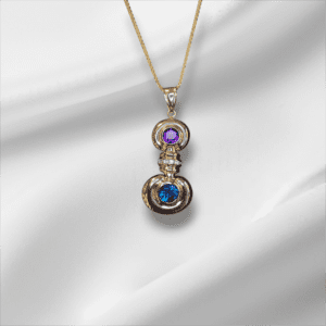Blue & Purple Double Bezel Necklace