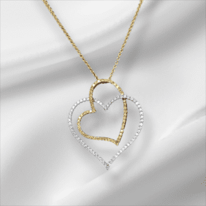 White and Yellow Double Heart Pendant