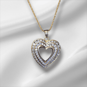 Double Channel Large Open Heart Pendant