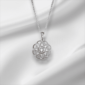 Vintage Inspired Floral Diamond 14Pendant