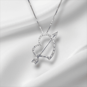 Open Diamond Heart with Arrow Pendant