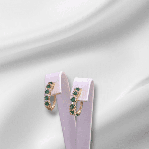 Emerald & Diamond Lever Back Huggie-Hoop Earrings