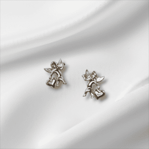 Cherub with Heart Stud Earrings