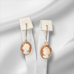 Cameo Twist Border Bezel Dangle Earrings