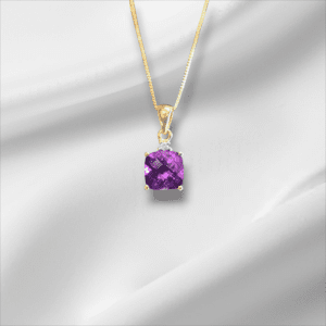 Checkered Cushion Amethyst Pendant